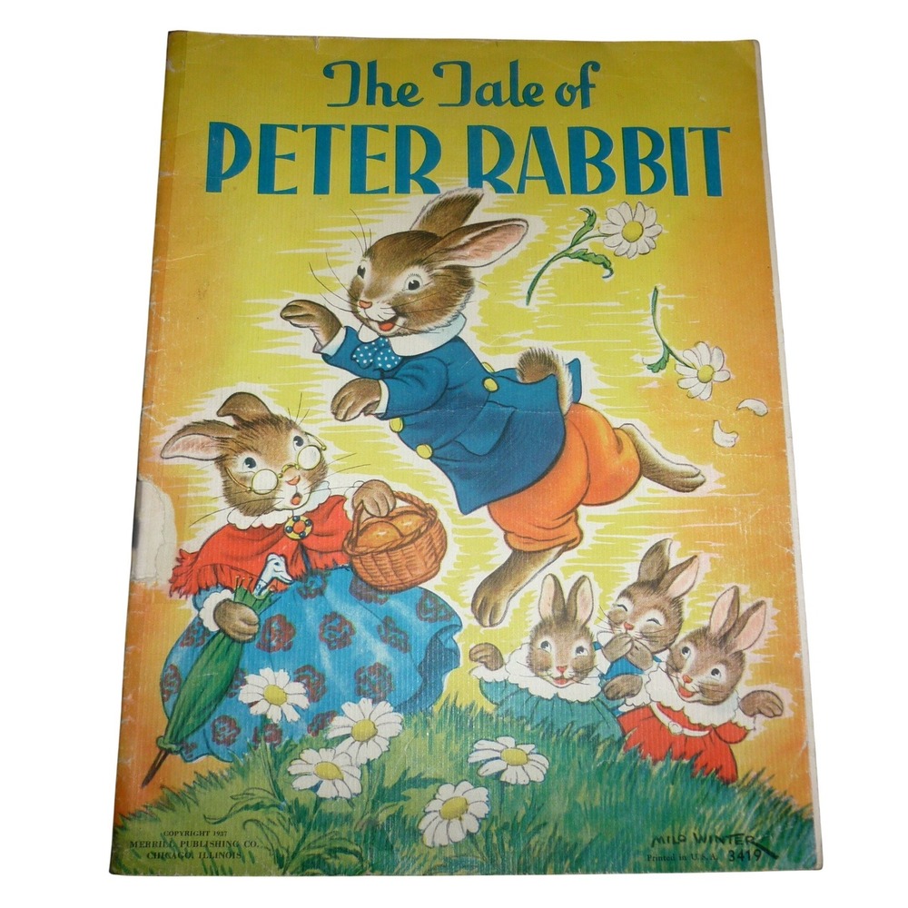 Vintage 1937 The Tale of Peter Rabbit Book Milo Winter Merrill Linenette 3419